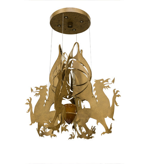 Meyda Lighting Dragos 80" 5-Light Sahara Gold Pendant Light