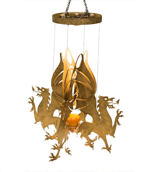 Meyda Lighting Dragos 80" 5-Light Sahara Gold Pendant Light