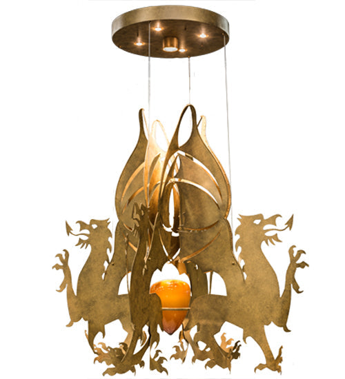 Meyda Lighting Dragos 80" 5-Light Sahara Gold Pendant Light
