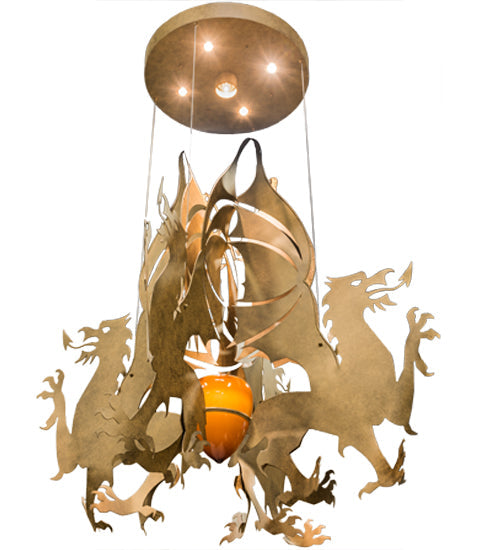 Meyda Lighting Dragos 80" 5-Light Sahara Gold Pendant Light