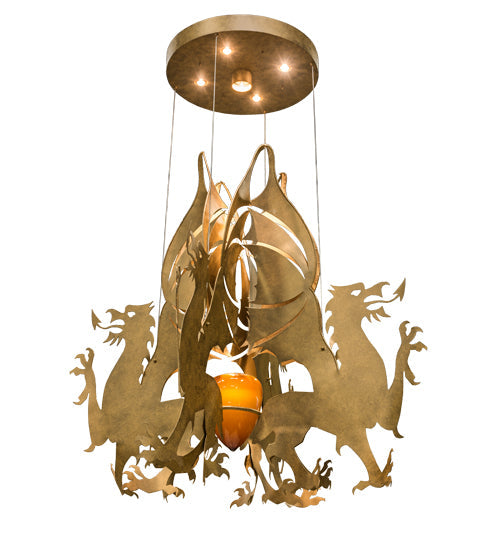 Meyda Lighting Dragos 80" 5-Light Sahara Gold Pendant Light