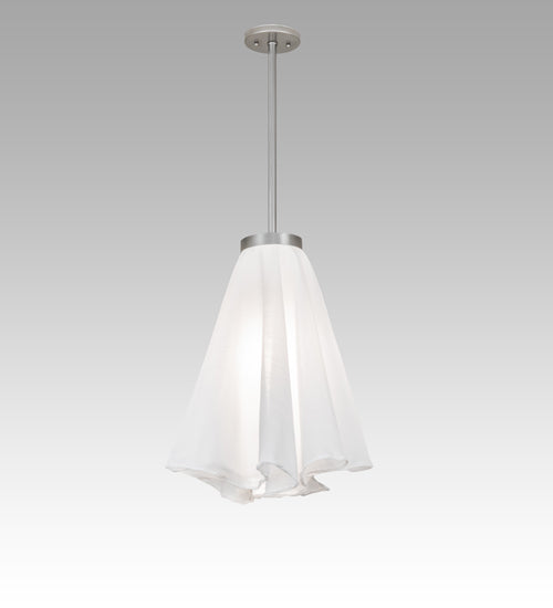 Meyda Lighting Drapery 12" Nickel Pendant Light With White Fabric Shade