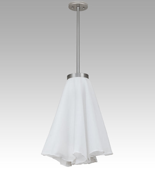 Meyda Lighting Drapery 12" Nickel Pendant Light With White Fabric Shade