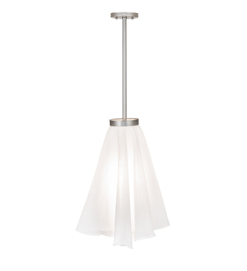 Meyda Lighting Drapery 12" Nickel Pendant Light With White Fabric Shade