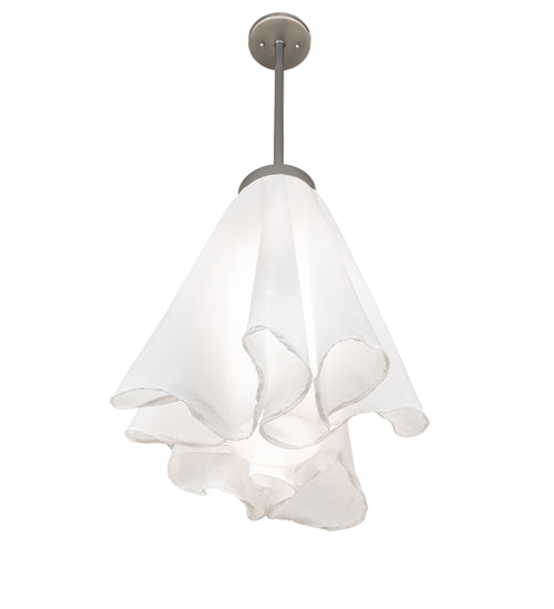 Meyda Lighting Drapery 12" Nickel Pendant Light With White Fabric Shade