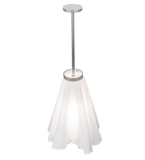 Meyda Lighting Drapery 12" Nickel Pendant Light With White Fabric Shade