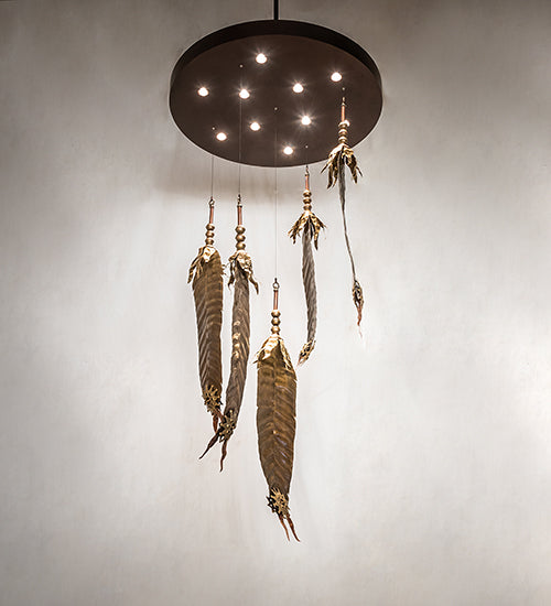 Meyda Lighting Dreamcatcher 48" 10-Light Vintage Copper & Mahogany Bronze Cascading Pendant Light