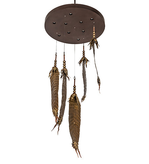 Meyda Lighting Dreamcatcher 48" 10-Light Vintage Copper & Mahogany Bronze Cascading Pendant Light