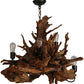 Meyda Lighting Driftwood 30" 5-Light Mahogany Bronze and Natural Wood Chandelier
