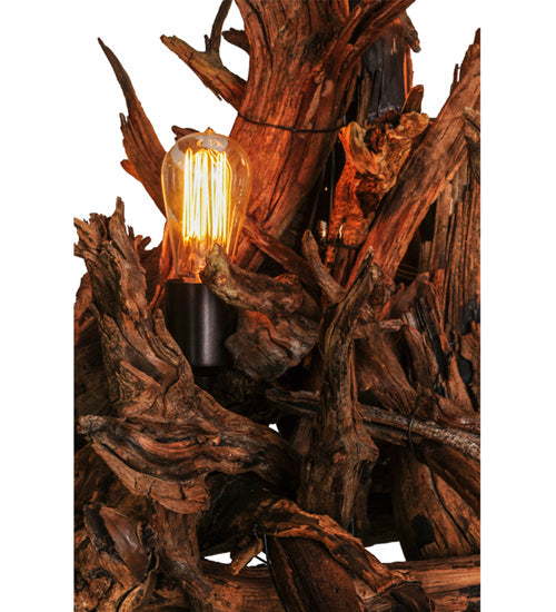 Meyda Lighting Driftwood 30" 5-Light Mahogany Bronze and Natural Wood Chandelier