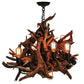 Meyda Lighting Driftwood 30" 6-Light Mahogany Bronze and Natural Wood Chandelier