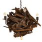 Meyda Lighting Driftwood 30" 6-Light Natural Wood & Mahogany Bronze Chandelier