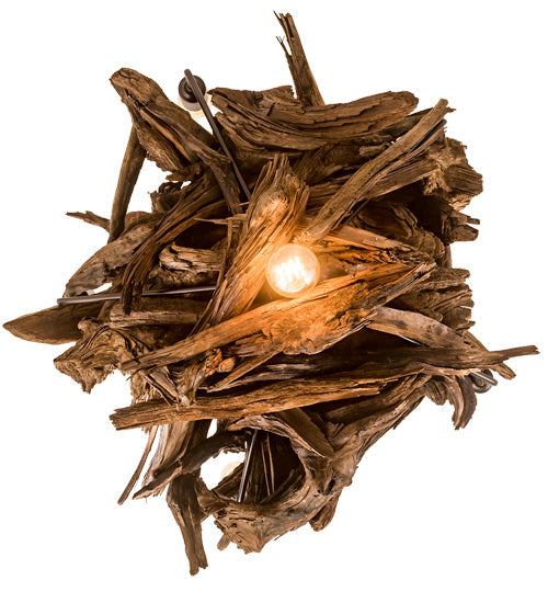 Meyda Lighting Driftwood 30" 6-Light Natural Wood & Mahogany Bronze Chandelier