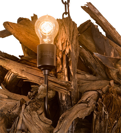 Meyda Lighting Driftwood 30" 6-Light Natural Wood & Mahogany Bronze Chandelier