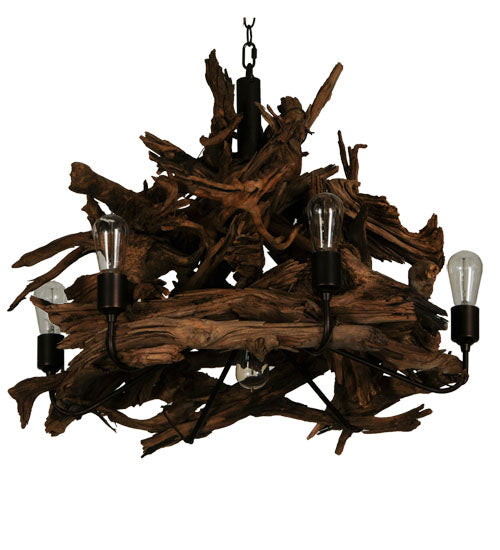 Meyda Lighting Driftwood 30" 7-Light Mahogany Bronze Chandelier