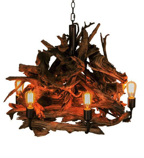Meyda Lighting Driftwood 30" 7-Light Mahogany Bronze Chandelier