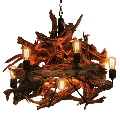 Meyda Lighting Driftwood 30" 7-Light Mahogany Bronze Chandelier