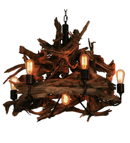 Meyda Lighting Driftwood 30" 7-Light Mahogany Bronze Chandelier