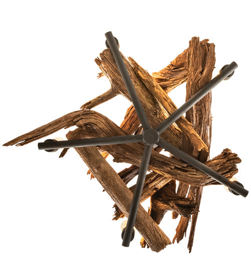 Meyda Lighting Driftwood 35" 5-Light Natural Wood & Wrinkle Black Chandelier