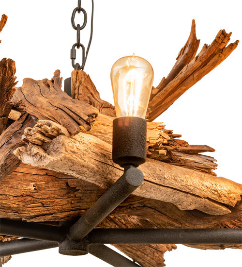 Meyda Lighting Driftwood 35" 5-Light Natural Wood & Wrinkle Black Chandelier