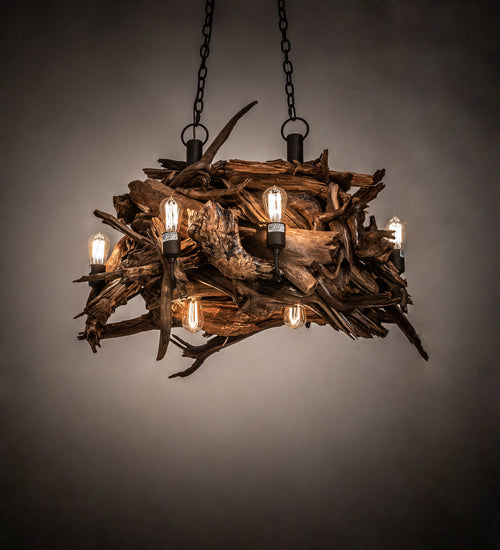 Meyda Lighting Driftwood 36" 8-Light Oil Rubbed Bronze & Weathered Driftwood Chandelier