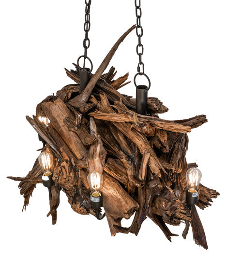 Meyda Lighting Driftwood 36" 8-Light Oil Rubbed Bronze & Weathered Driftwood Chandelier