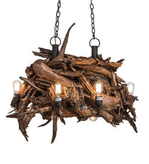 Meyda Lighting Driftwood 36" 8-Light Oil Rubbed Bronze & Weathered Driftwood Chandelier