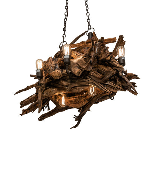 Meyda Lighting Driftwood 36" 8-Light Oil Rubbed Bronze & Weathered Driftwood Chandelier