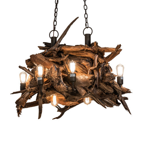 Meyda Lighting Driftwood 36" 8-Light Oil Rubbed Bronze & Weathered Driftwood Chandelier