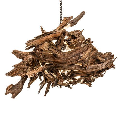 Meyda Lighting Driftwood 38" LED Mahogany Bronze Pendant Light With Wood Shade