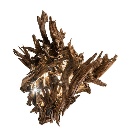 Meyda Lighting Driftwood 38" LED Mahogany Bronze Pendant Light With Wood Shade