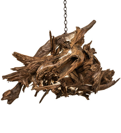 Meyda Lighting Driftwood 38" LED Mahogany Bronze Pendant Light With Wood Shade
