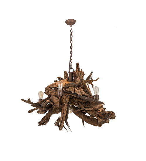Meyda Lighting Driftwood 40" 6-Light Natural Wood & Rusty Nail Chandelier