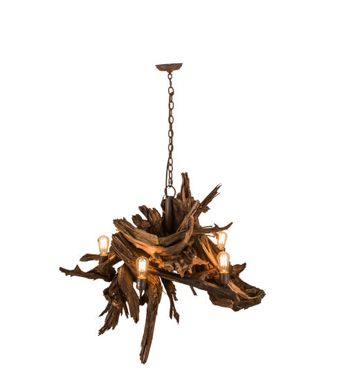Meyda Lighting Driftwood 40" 6-Light Natural Wood & Rusty Nail Chandelier
