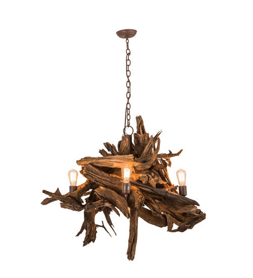 Meyda Lighting Driftwood 40" 6-Light Natural Wood & Rusty Nail Chandelier