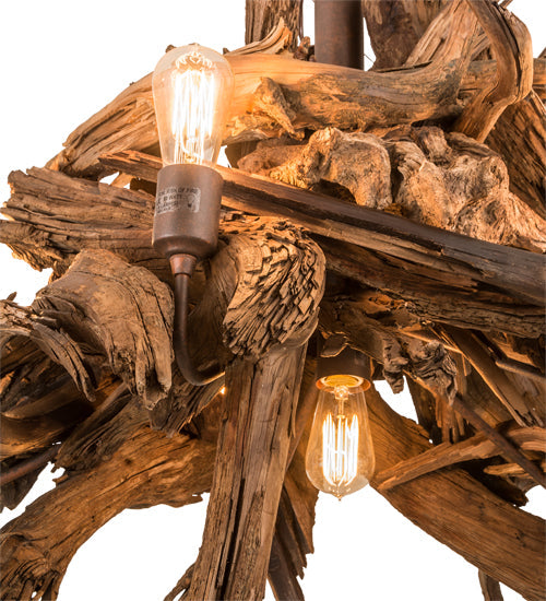 Meyda Lighting Driftwood 40" 6-Light Natural Wood & Rusty Nail Chandelier