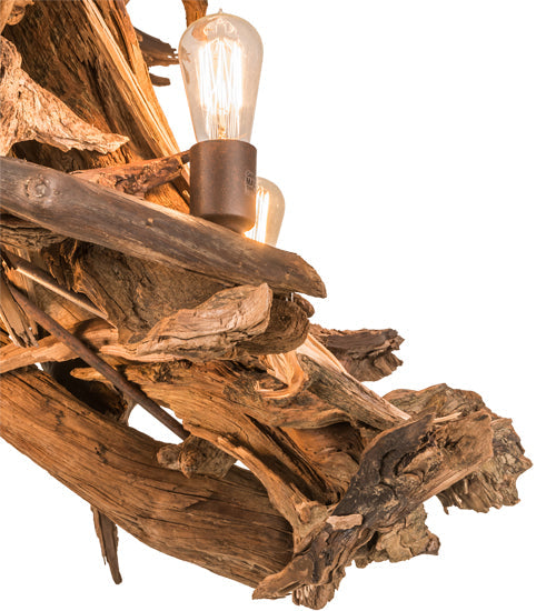 Meyda Lighting Driftwood 40" 6-Light Natural Wood & Rusty Nail Chandelier