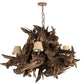 Meyda Lighting Driftwood 40" 6-Light Natural Wood & Rusty Nail Chandelier With Tuscan Textrene Shade