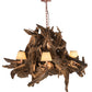Meyda Lighting Driftwood 40" 6-Light Natural Wood & Rusty Nail Chandelier With Tuscan Textrene Shade
