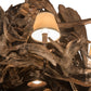 Meyda Lighting Driftwood 40" 6-Light Natural Wood & Rusty Nail Chandelier With Tuscan Textrene Shade