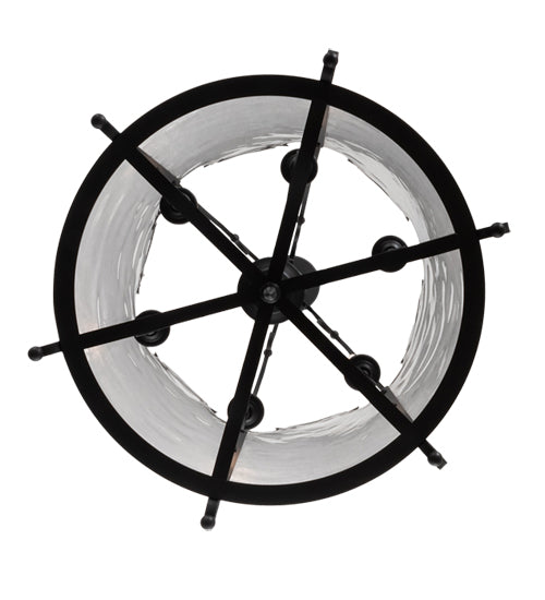 Meyda Lighting Dubrek 24" 6-Light Gunmetal Foyer Lantern Pendant Light With Clear Rainstone Idalight Shade