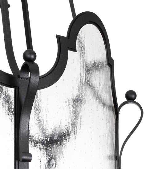 Meyda Lighting Dubrek 24" 6-Light Gunmetal Foyer Lantern Pendant Light With Clear Rainstone Idalight Shade