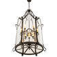 Meyda Lighting Dubrek 33" 12-Light Old Wrought Iron Foyer Lantern Pendant Light With Clear Shade Glass