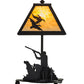 Meyda Lighting Duck Hunter 16" Textured Black Dog Accent Table Lamp With Beige Art Shade Glass