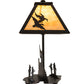 Meyda Lighting Duck Hunter 16" Textured Black Dog Accent Table Lamp With Beige Art Shade Glass