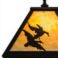 Meyda Lighting Duck Hunter 16" Textured Black Dog Accent Table Lamp With Beige Art Shade Glass
