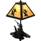 Meyda Lighting Duck Hunter 16" Textured Black Dog Accent Table Lamp With Beige Art Shade Glass