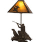 Meyda Lighting Duck Hunter 20" 2-Light Antique Copper Dog Table Lamp With Amber Mica Shade Glass