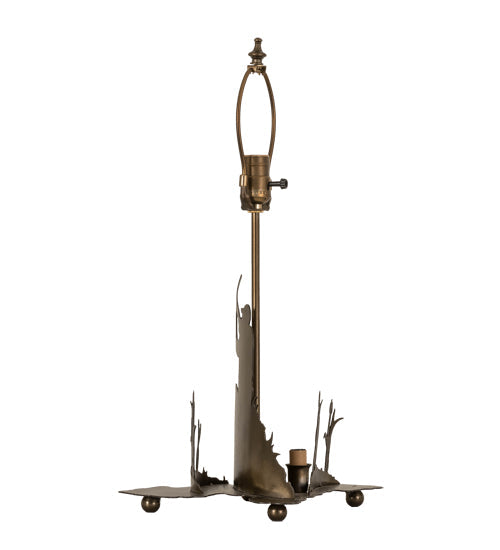Meyda Lighting Duck Hunter 21" 2-Light Antique Copper Dog Table Lamp With Beige Art Shade Glass