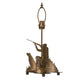 Meyda Lighting Duck Hunter 21" 2-Light Antique Copper Dog Table Lamp With Beige Art Shade Glass